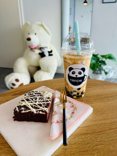 Hausgemachter Brownie mit Brown Sugar Boba Milk Tea